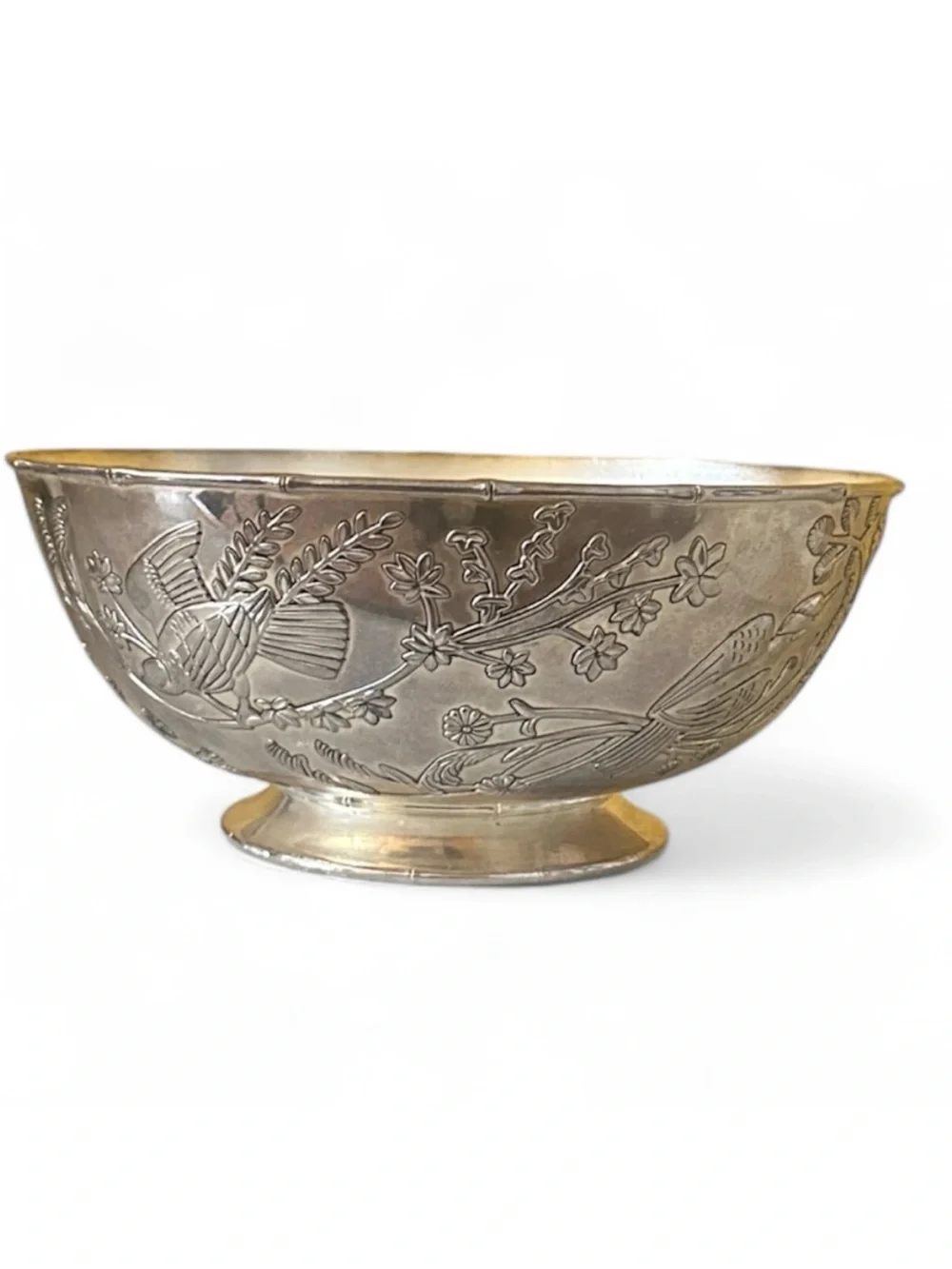 Godinger Silver Plate Decorative Large Bowl with Bird Design